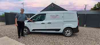 Jerry at Gentian Hill Pet Hotel with our Pet Taxi